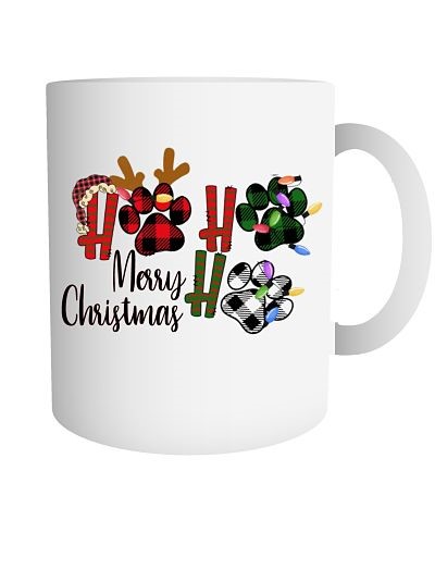 Ho Ho Ho Paw Print Christmas Coffee Mug